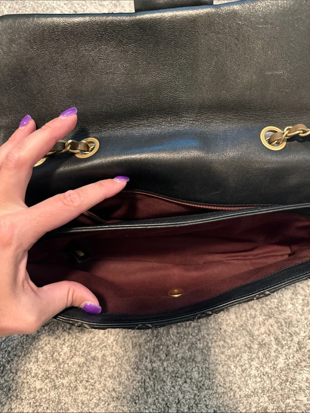 CHANEL Black Quilted Leather Shoulder Bag with Gold Hardware